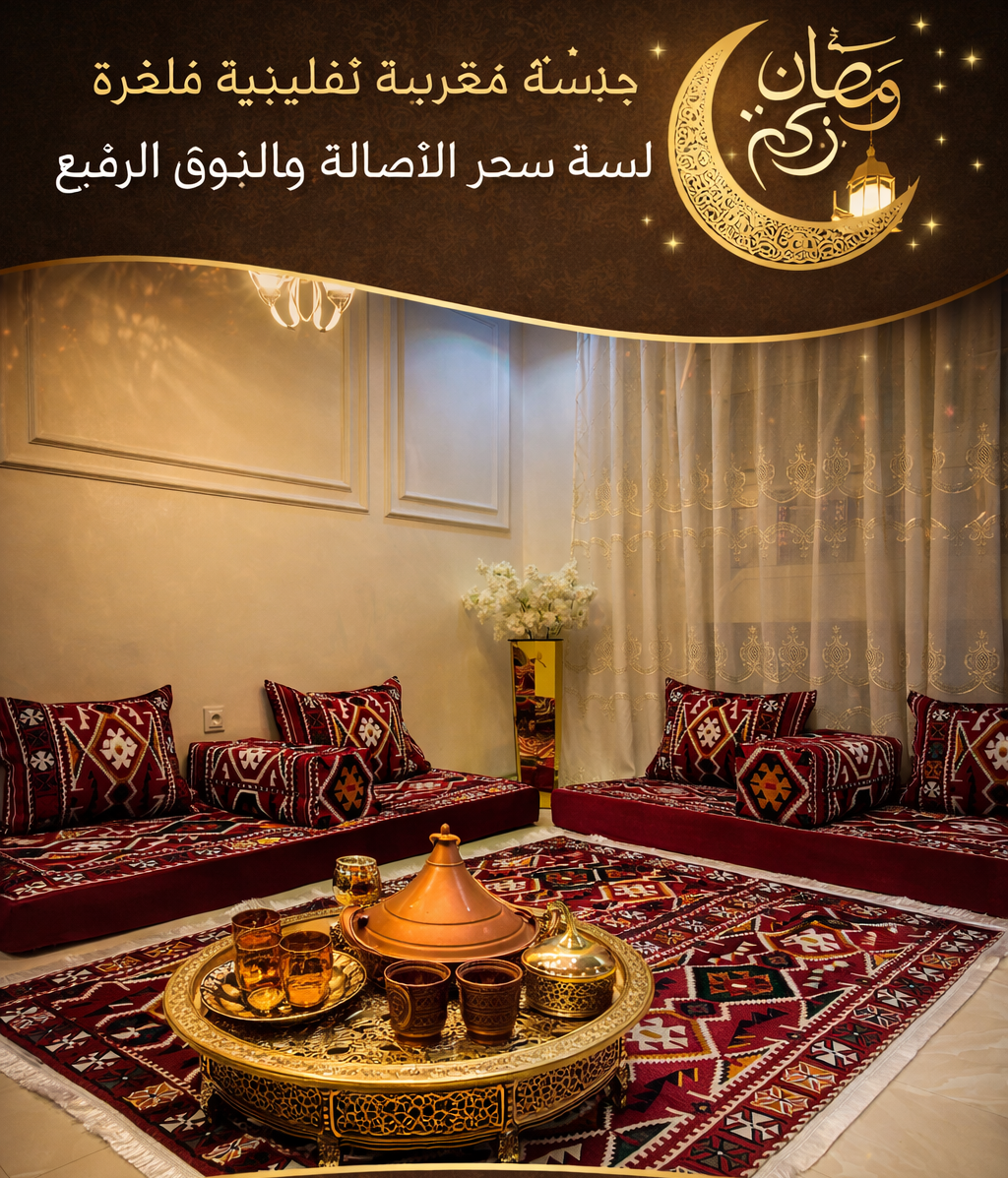 المجلس العربي المغاربي الآصيل زوج قعدات مع كامل لوازم الصالون لقعدة الهمة و الشان